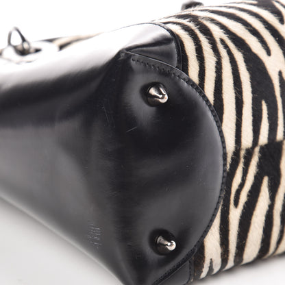 Christian Dior Vintage Patent Pony Hair Zebra Print Medium Lady Dior Black 11 of 14