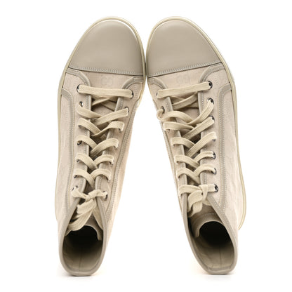 Gucci Washed Cotton GG Monogram Calfskin Womens High Top Sneakers 39 White Mystic White Great White 2 of 11