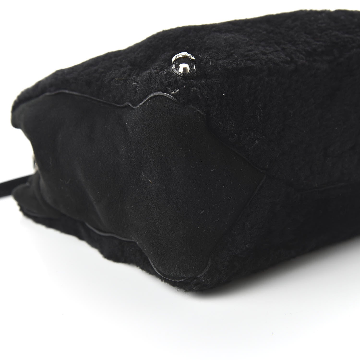 Balenciaga Shearling Suede Classic Silver Hardware Papier Mini A4 Tote Black 6 of 11