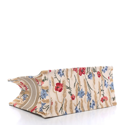 Christian Dior Canvas Embroidered Medium Hibiscus Book Tote Beige Multicolor 3 of 4