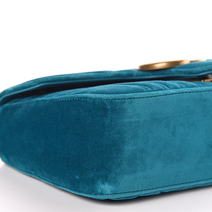 Gucci Velvet Matelasse Small GG Marmont Shoulder Bag Pavone Cyan 8 of 10