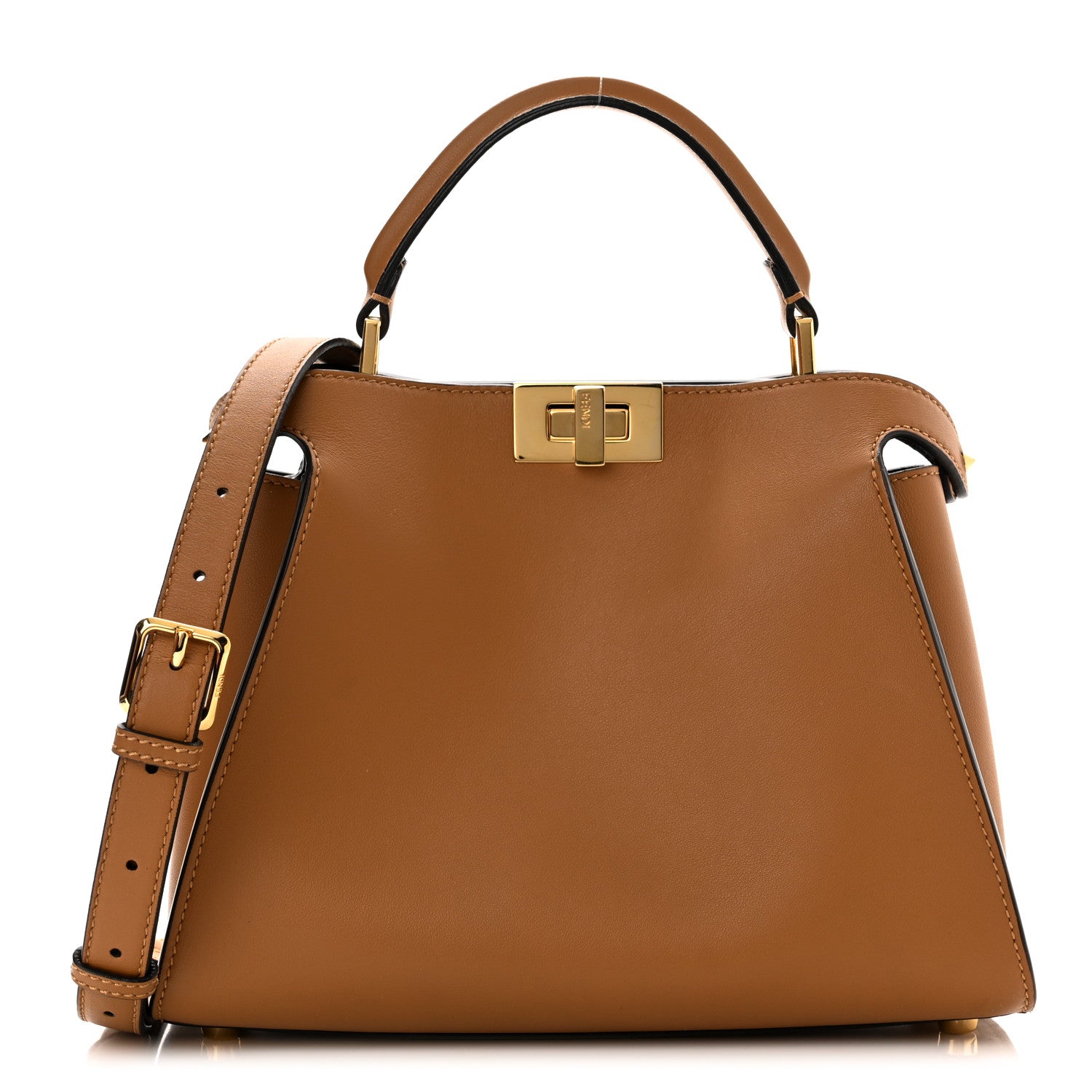 Fendi Vitello Tahiti Burro Bi-Color Medium Peekaboo Iconic Essentially Satchel Nocciola Asfalto Cast 1 of 11