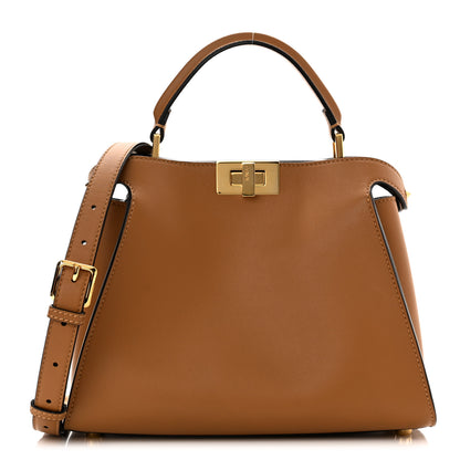 Fendi Vitello Tahiti Burro Bi-Color Medium Peekaboo Iconic Essentially Satchel Nocciola Asfalto Cast 1 of 11