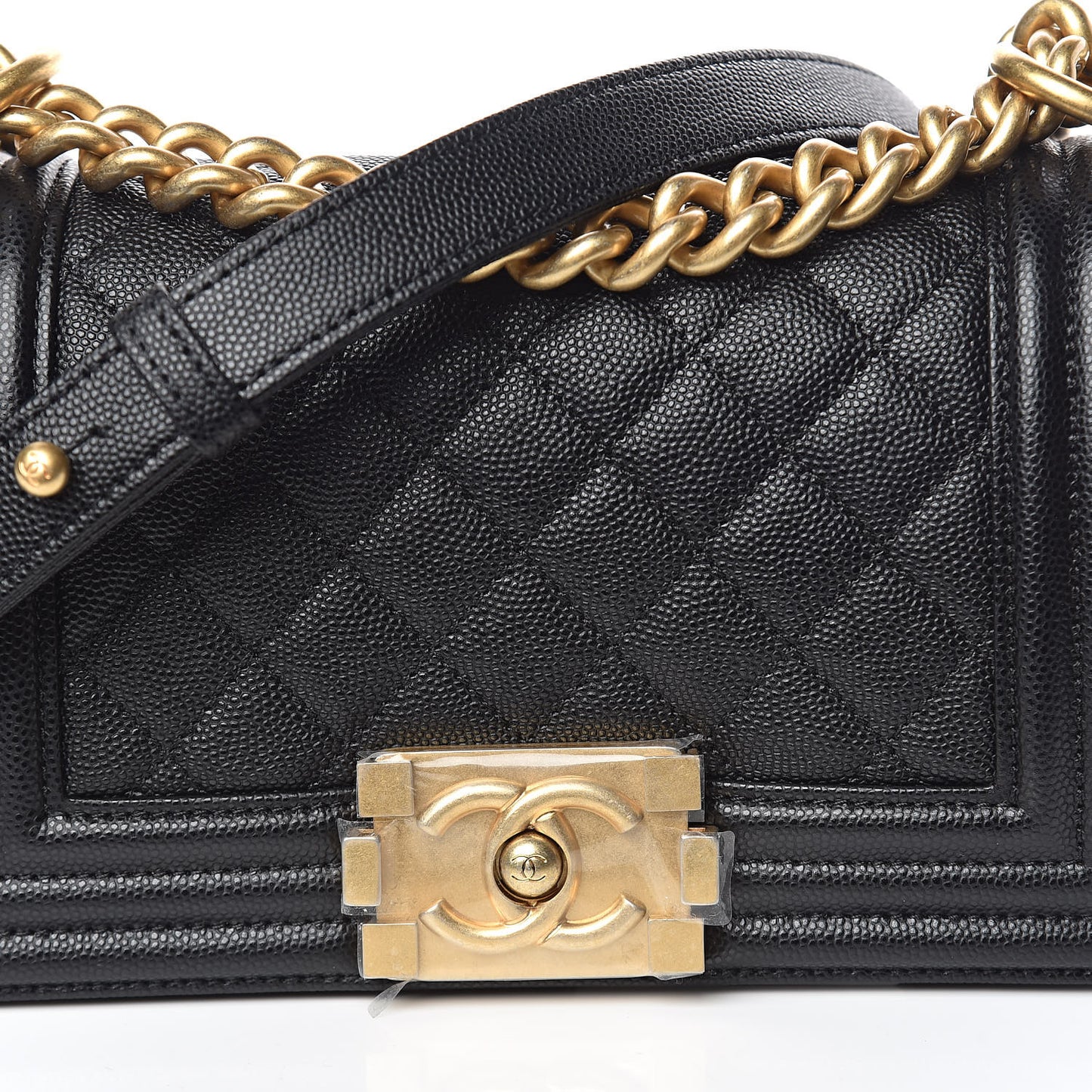 Caviar Quilted Small Boy Flap Black