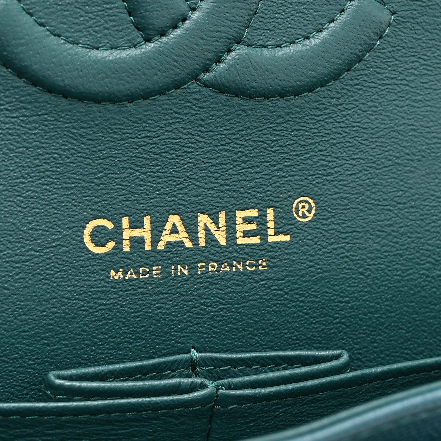 Chanel Caviar Chevron Quilted Medium Double Flap  Green 7 of 11