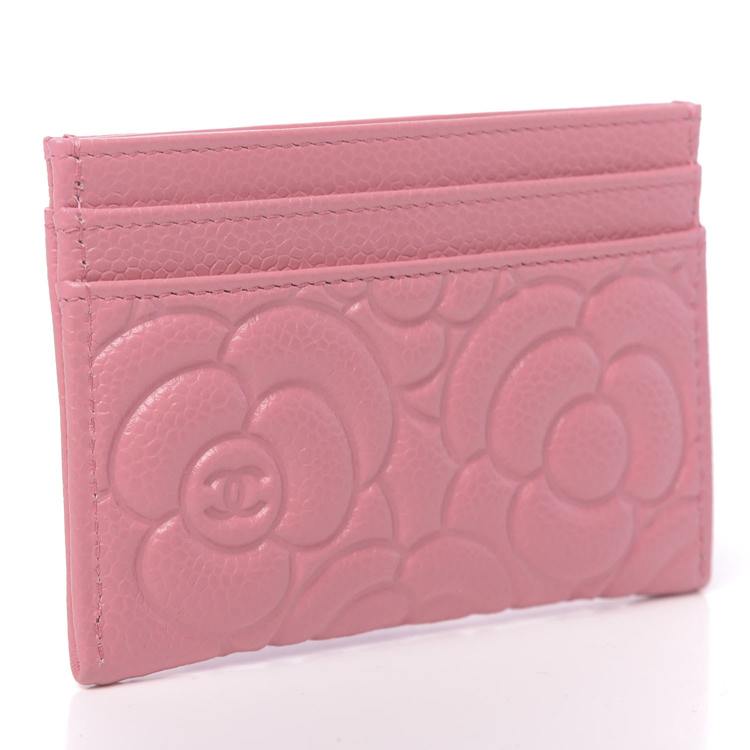 Chanel Caviar Camellia Embossed Card Holder Pink 3 of 9