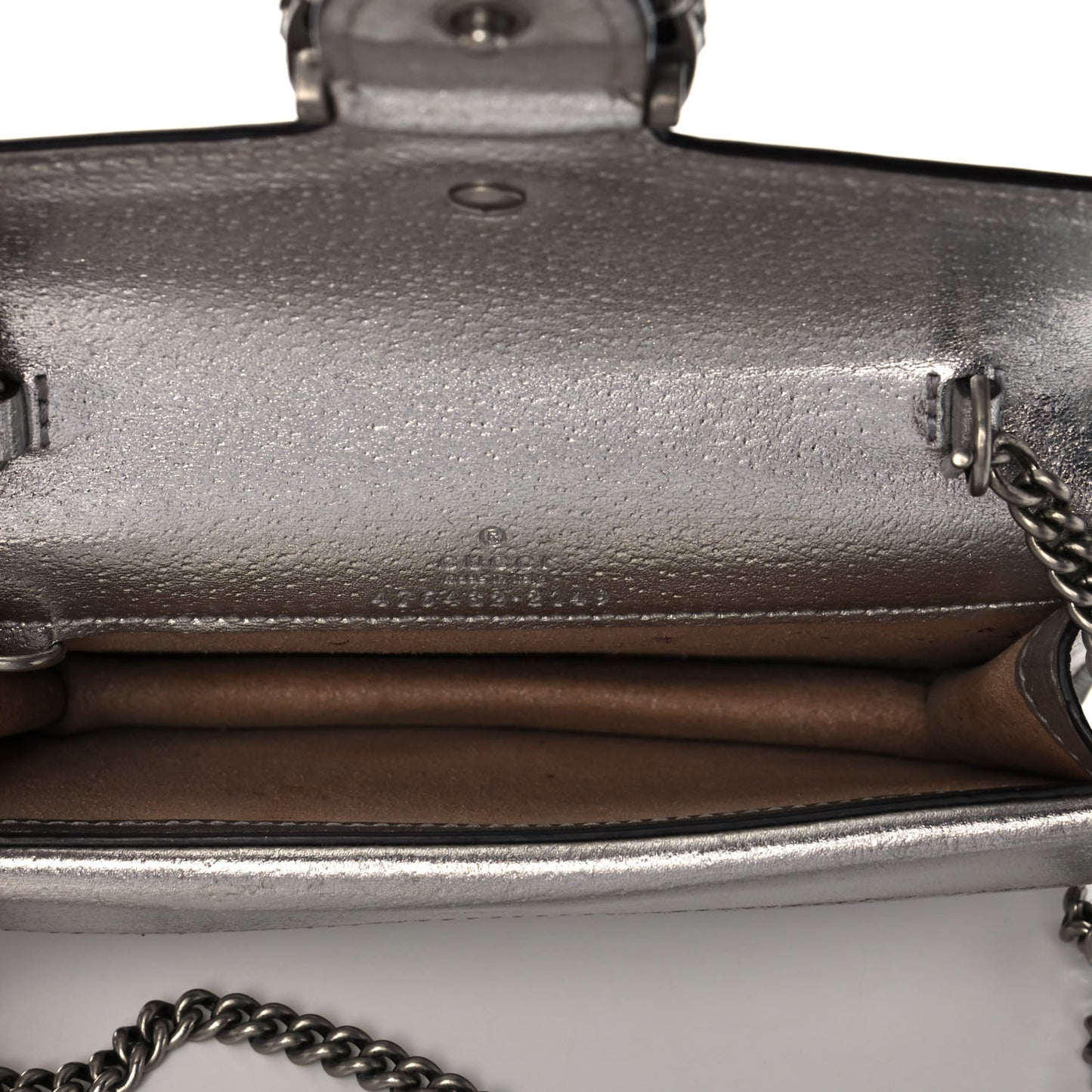 Metallic Calfskin Super Mini Dionysus Shoulder Bag Silver