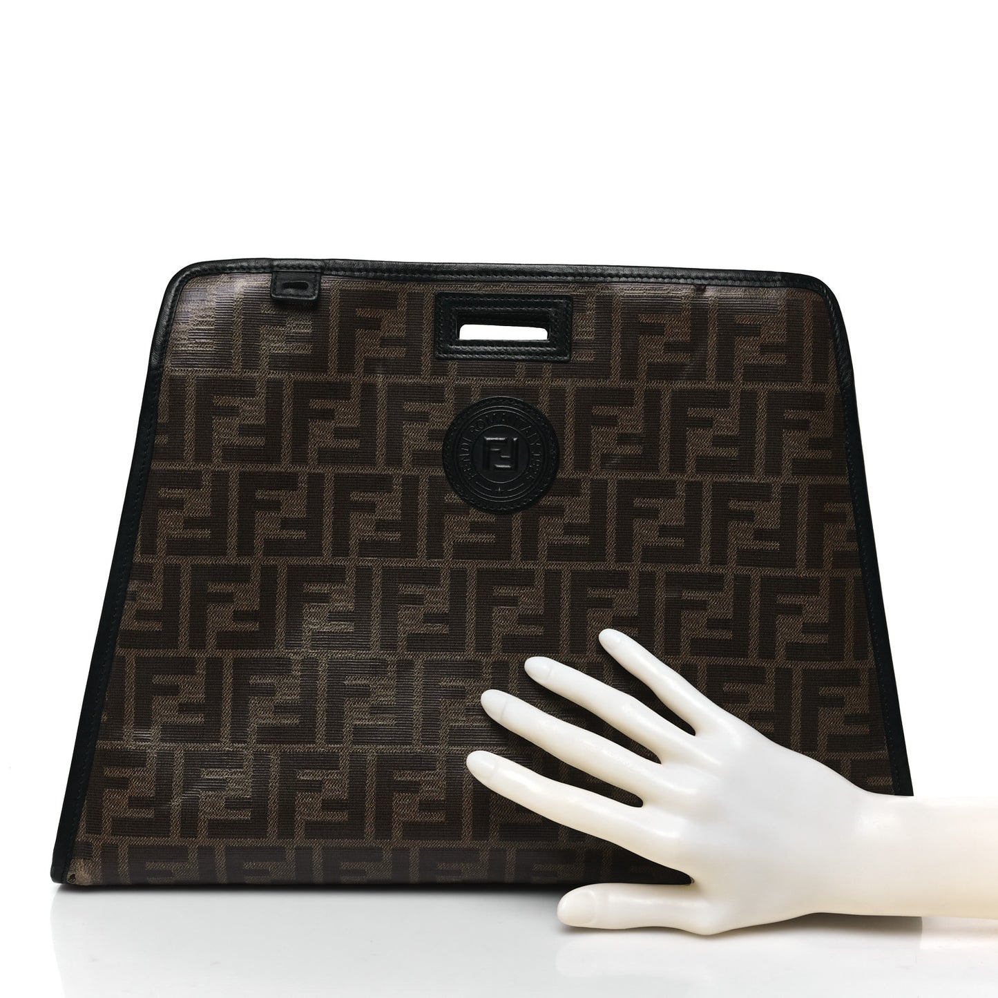 Glazed Fabric Vitello Century FF 1974 Stamp Patch Medium Peekaboo Defender Cover Mogano Panna Black