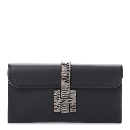Hermes Swift Lizard Jige Elan Touch 29 Clutch Black Ombre 1 of 8