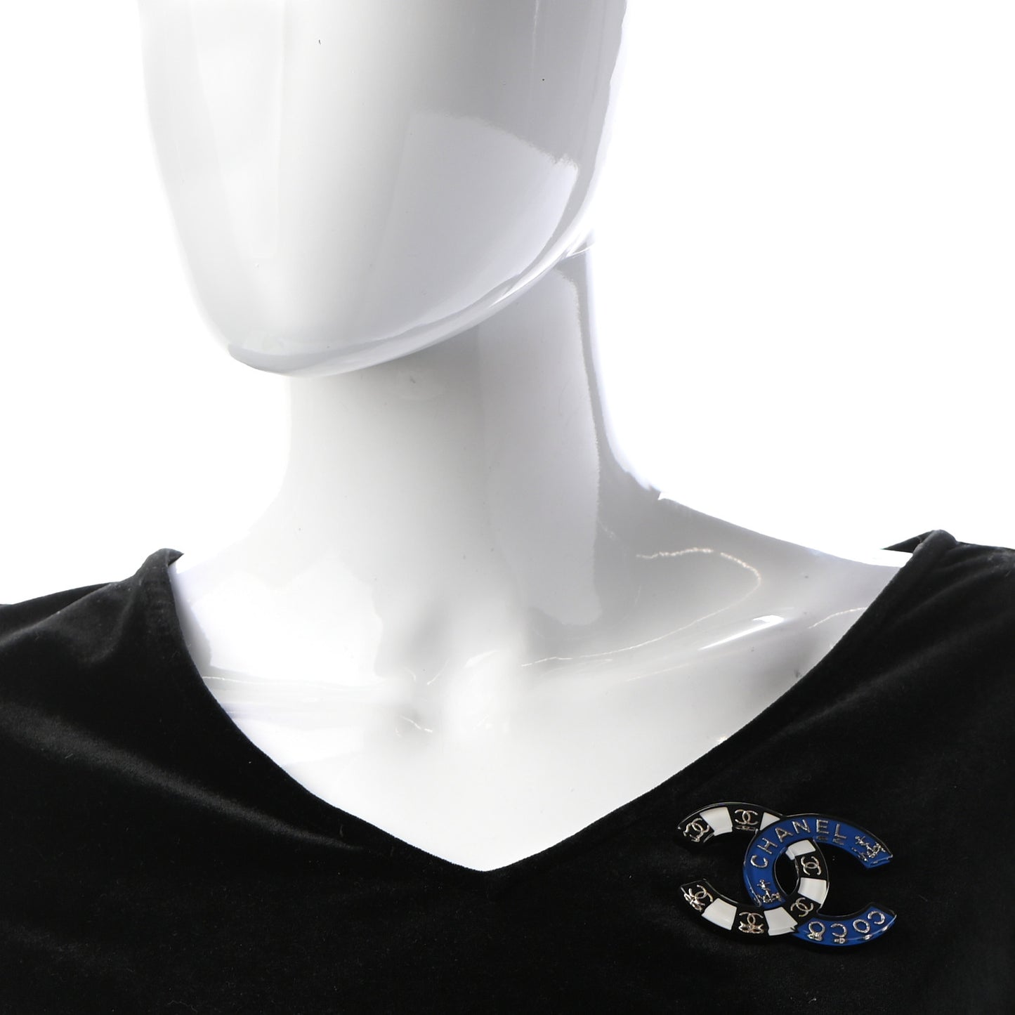 Resin Metal CC Brooch Blue Black