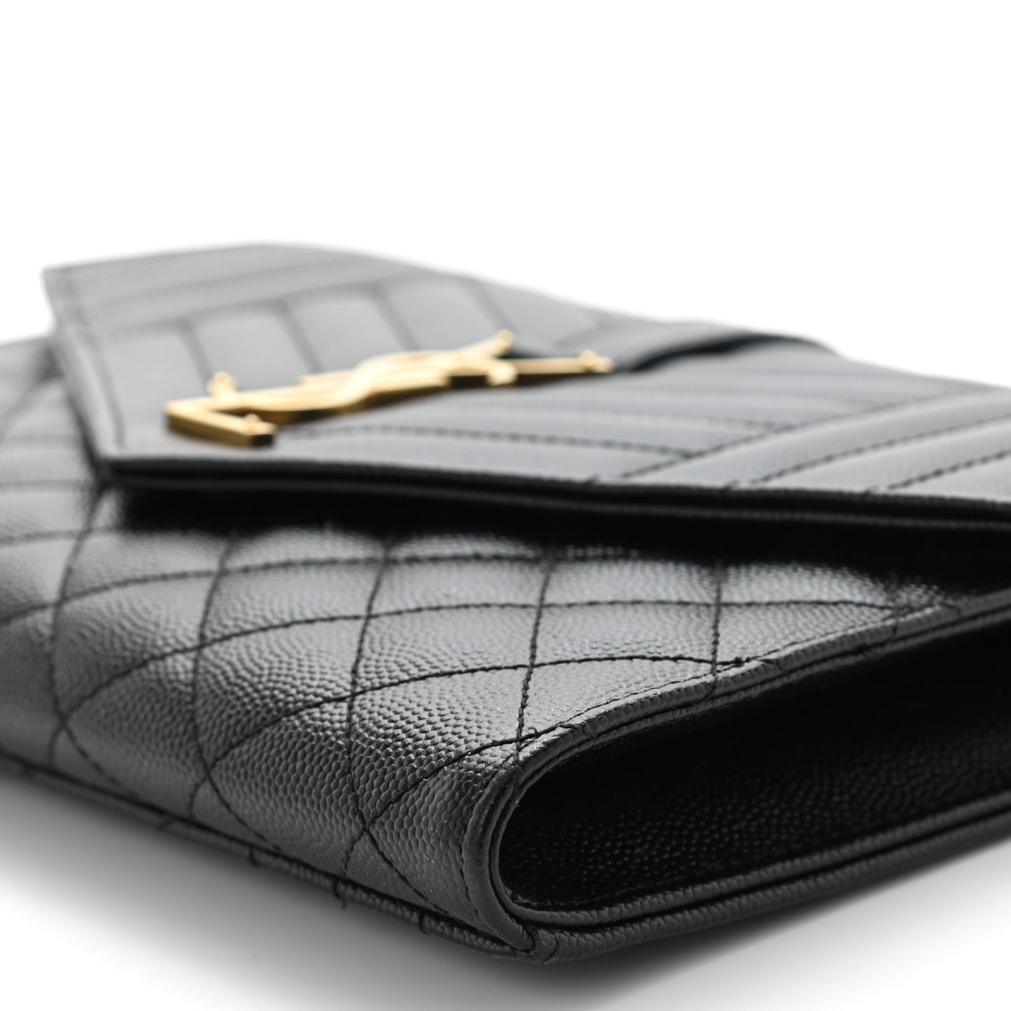 Grain De Poudre Textured Mixed Matelasse Triquilt Monogram Clutch Black