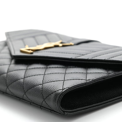 Saint Laurent Grain De Poudre Textured Mixed Matelasse Triquilt Monogram Clutch Black 8 of 11