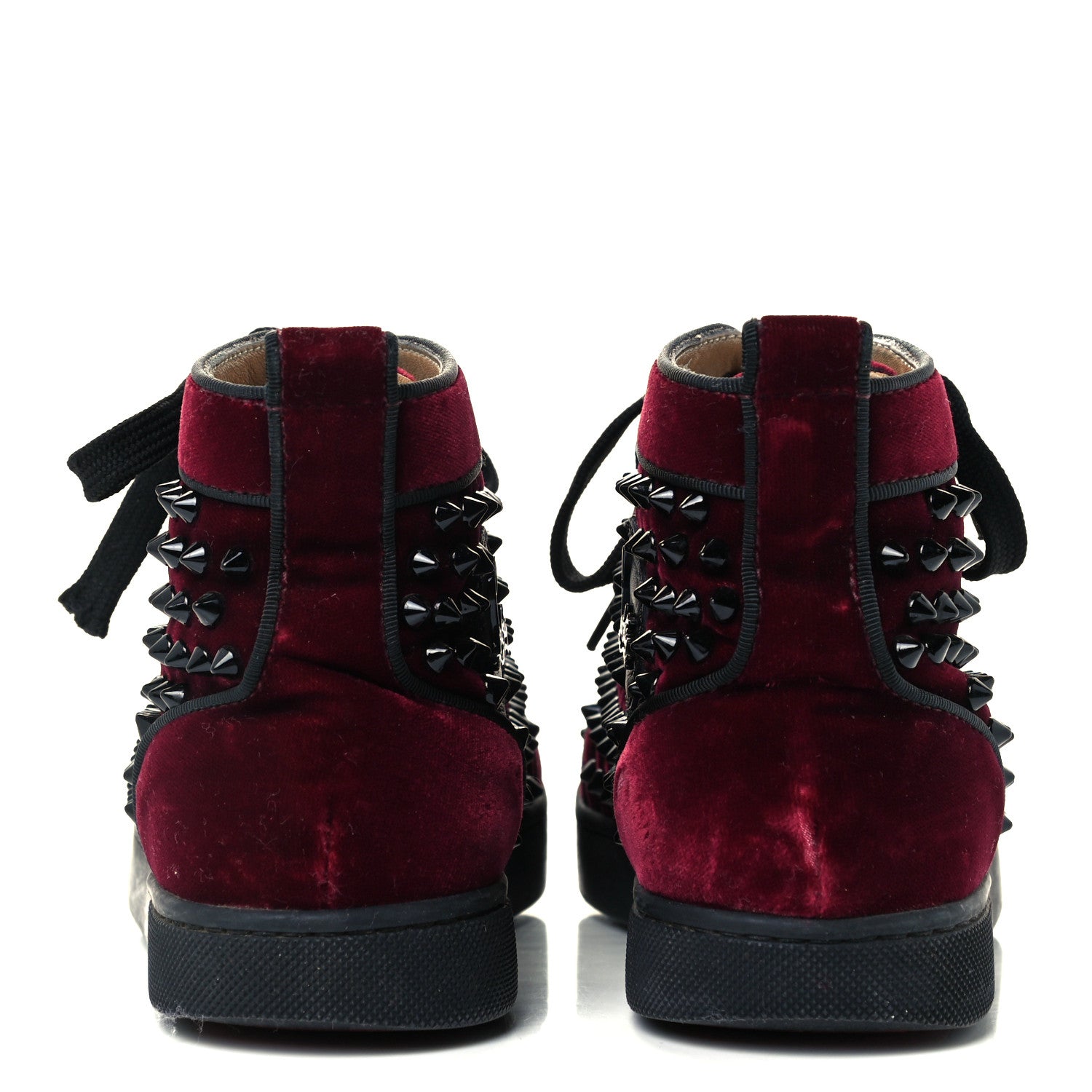 Christian Louboutin Velvet Spikes Sneakers 35.5 Dark Red 6 of 12