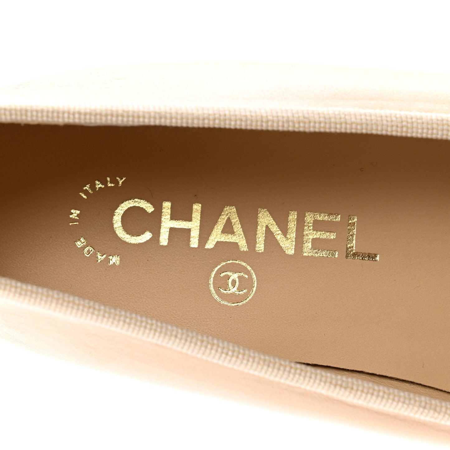 Lambskin Cap Toe CC Ballerina Flats 37 Beige Black