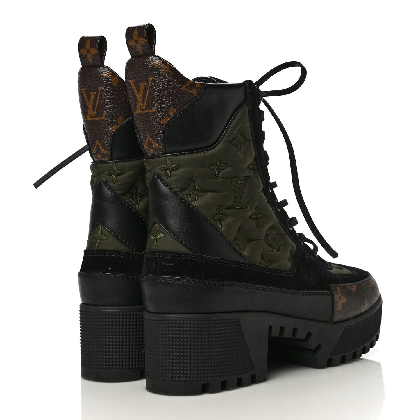 Suede Calfskin Monogram Laureate Platform Desert Boots 37 Black