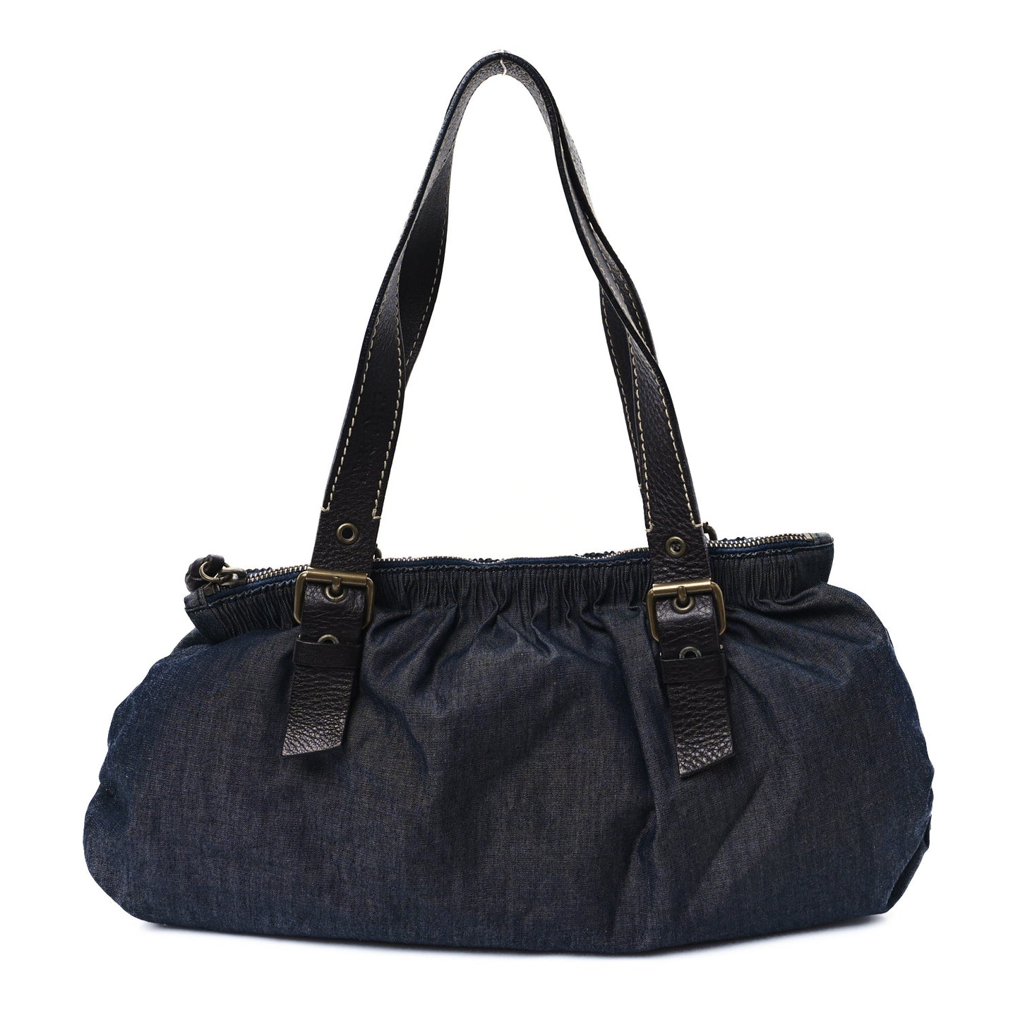 Fabric Gathered Shoulder Bag  Blue