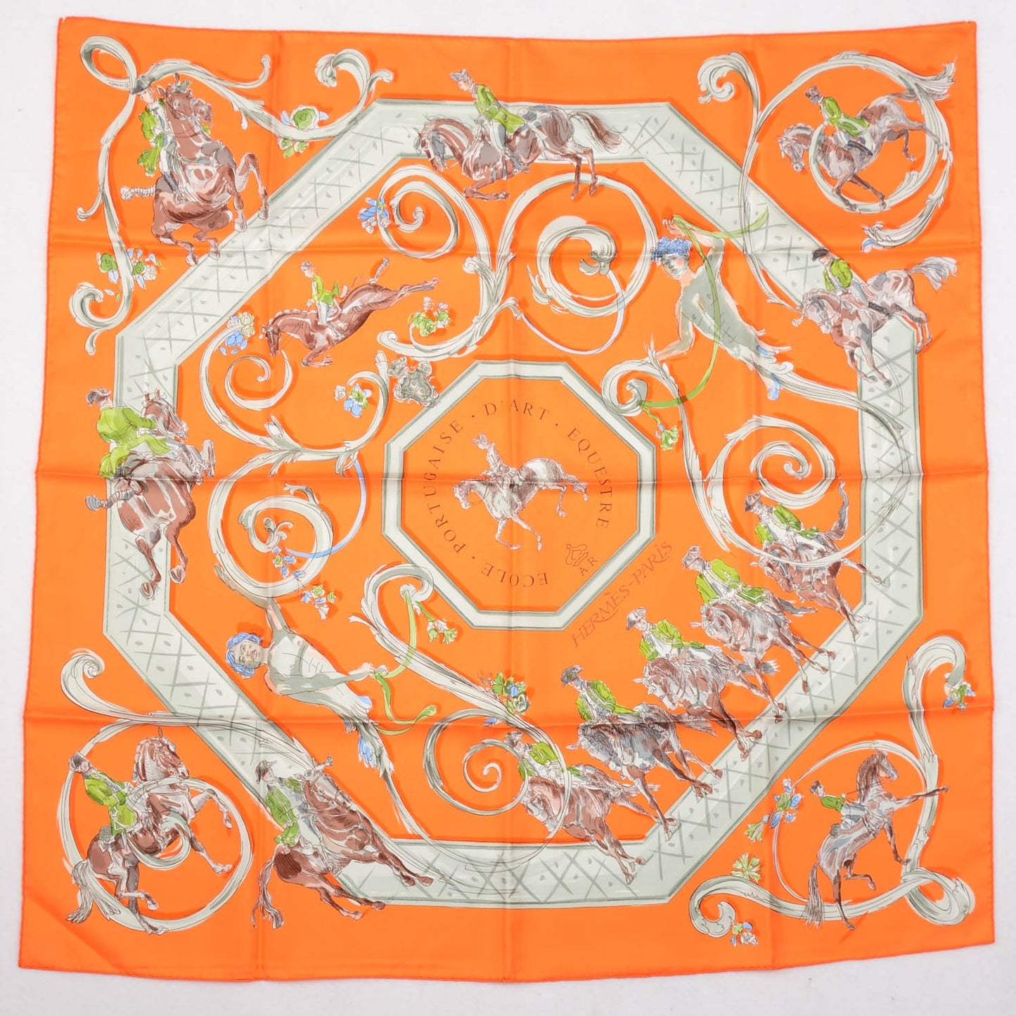 Silk Ecole Portugaise D'Art Equestre Scarf 90 Orange