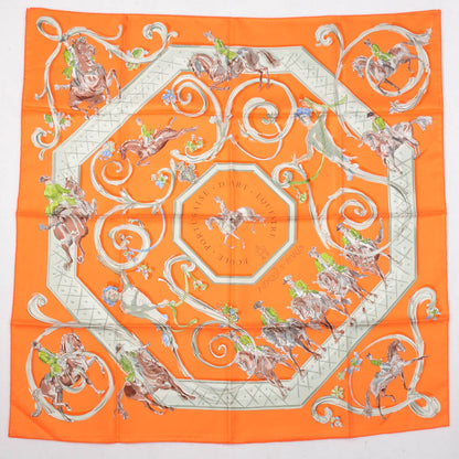 Hermes Silk Ecole Portugaise D'Art Equestre Scarf 90 Orange 2 of 5