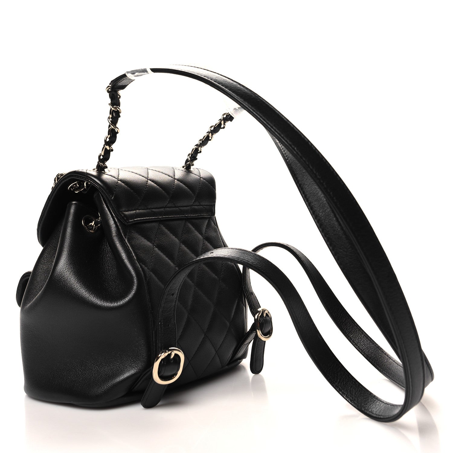 Chanel Lambskin Quilted Small Duma Drawstring Backpack Black 3 of 10