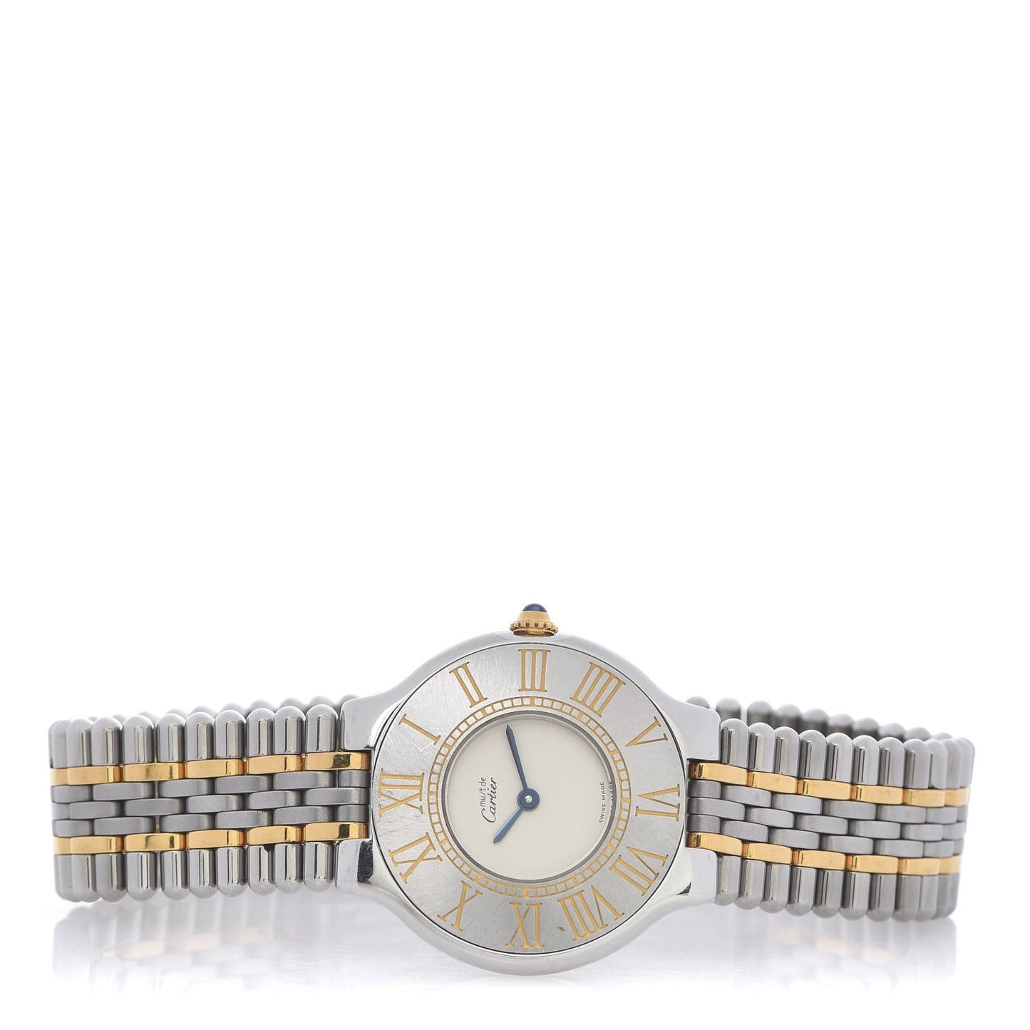 Stainless Steel 18K Yellow Gold 31mm Must De 21 Bullet Link Quartz Watch