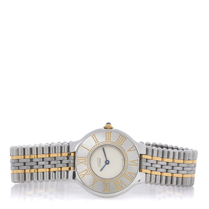Cartier Stainless Steel 18K Yellow Gold 31mm Must De 21 Bullet Link Quartz Watch 3 of 5
