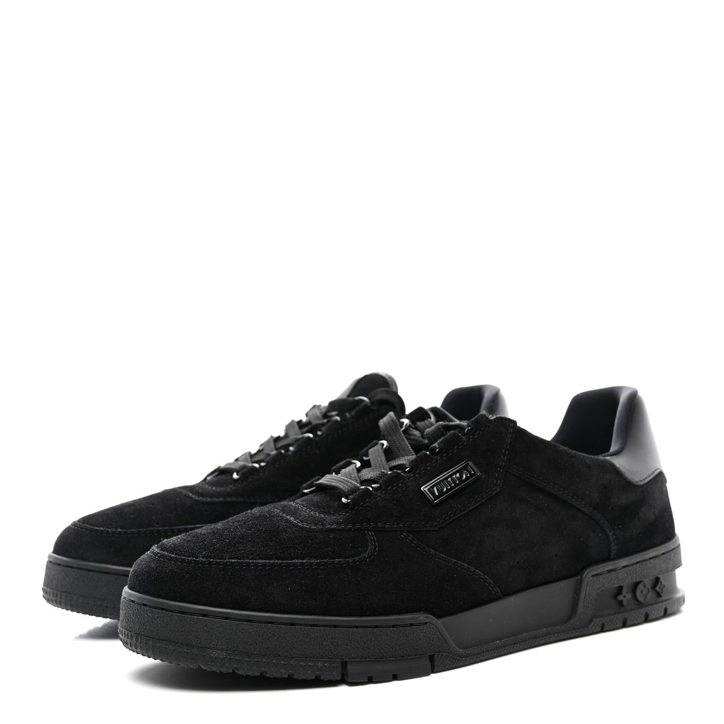 Suede Mens LV Trainer Sneakers 9 Black