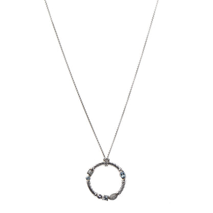 David Yurman Sterling Silver Diamond Blue Topaz Hampton Blue Topaz Iolite Confetti Pendant Necklace 1 of 7