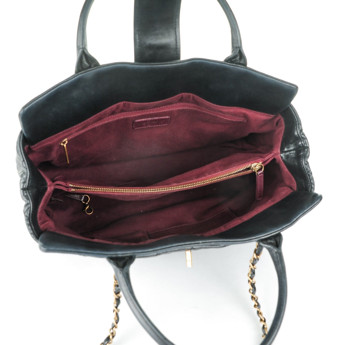 Glazed Calfskin Stingray Large Bindi CC Tote Black