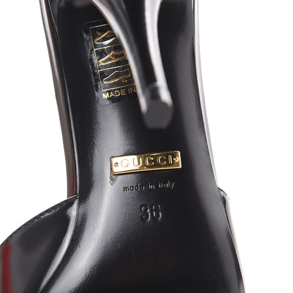 Gucci Polished Calfskin Scarlet Mid Heel Slide Sandals 36 Black 8 of 9