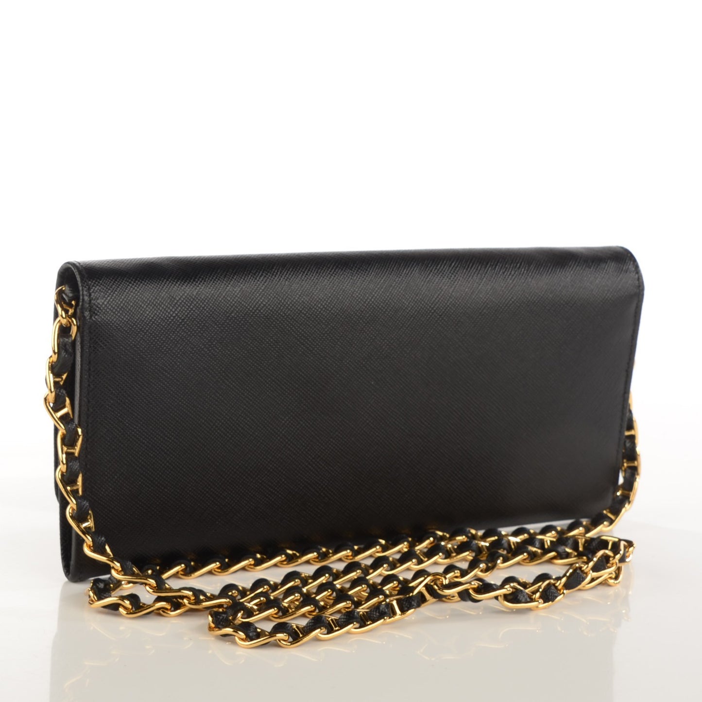 Saffiano Metal Oro Chain Wallet Nero Black