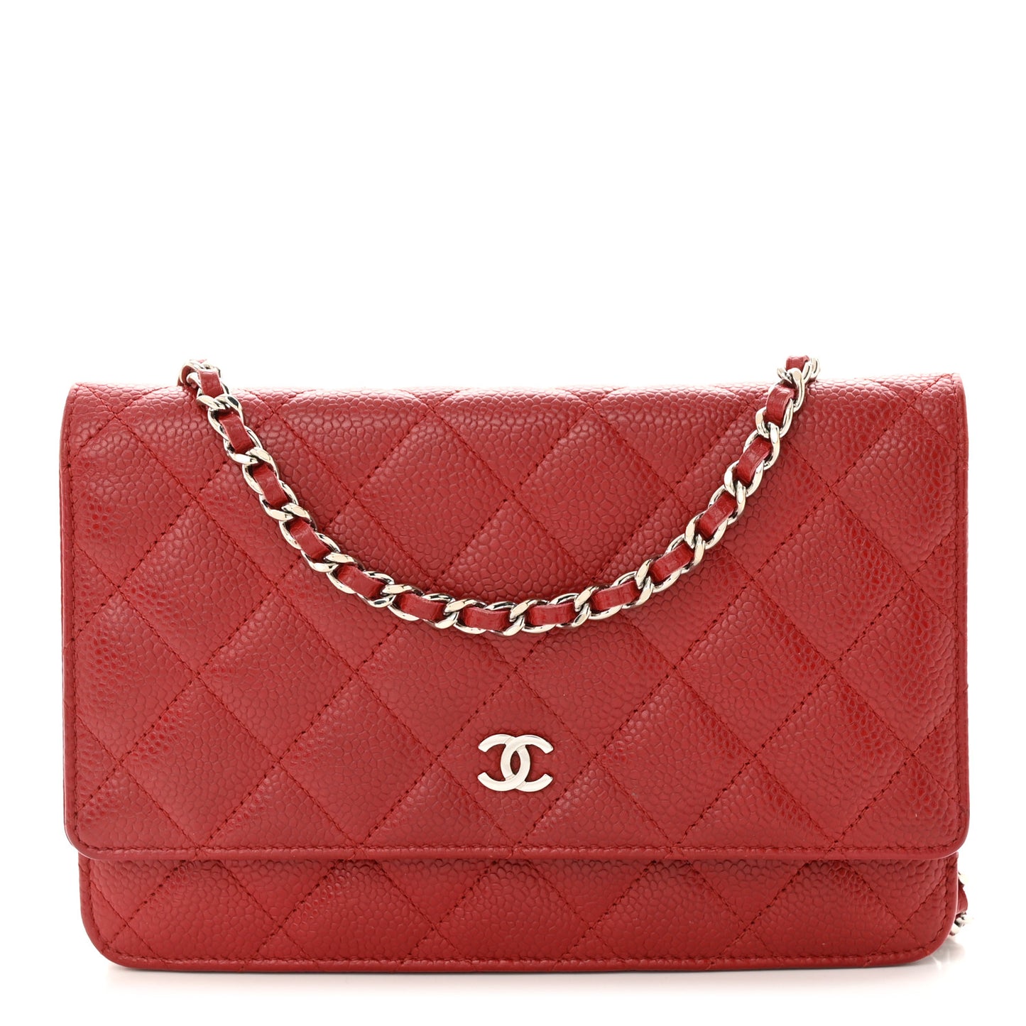 Caviar Quilted Wallet on Chain WOC Red