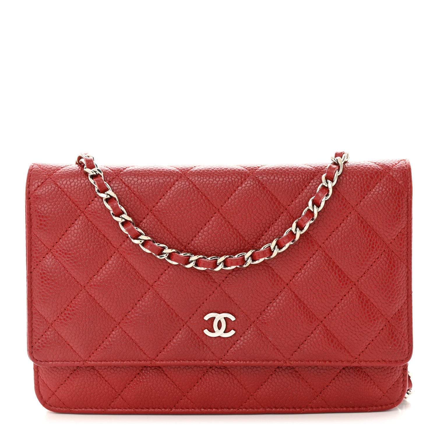 Chanel Caviar Quilted Wallet on Chain WOC Red 1 of 11