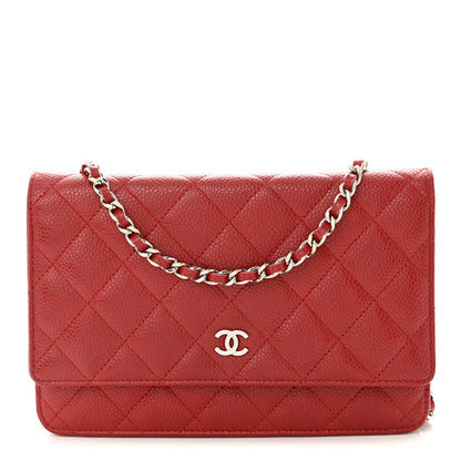 Chanel Caviar Quilted Wallet on Chain WOC Red 1 of 11