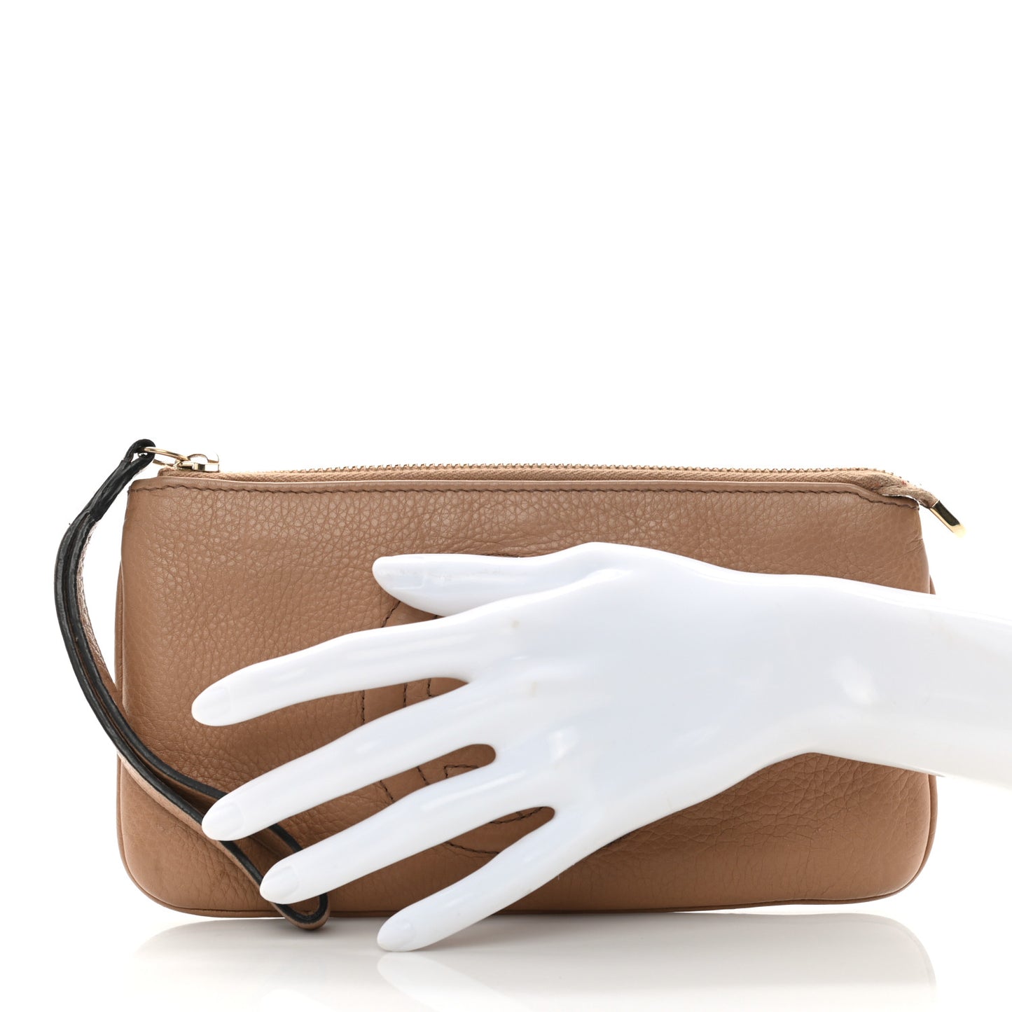 Pebbled Calfskin Soho Wristlet Camelia