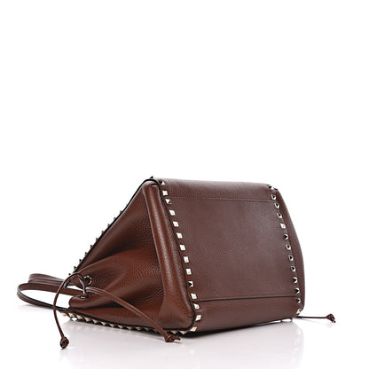 Valentino Garavani Pebbled Calfskin Rockstud Double Handle Cinch Tote Light Brown 4 of 12