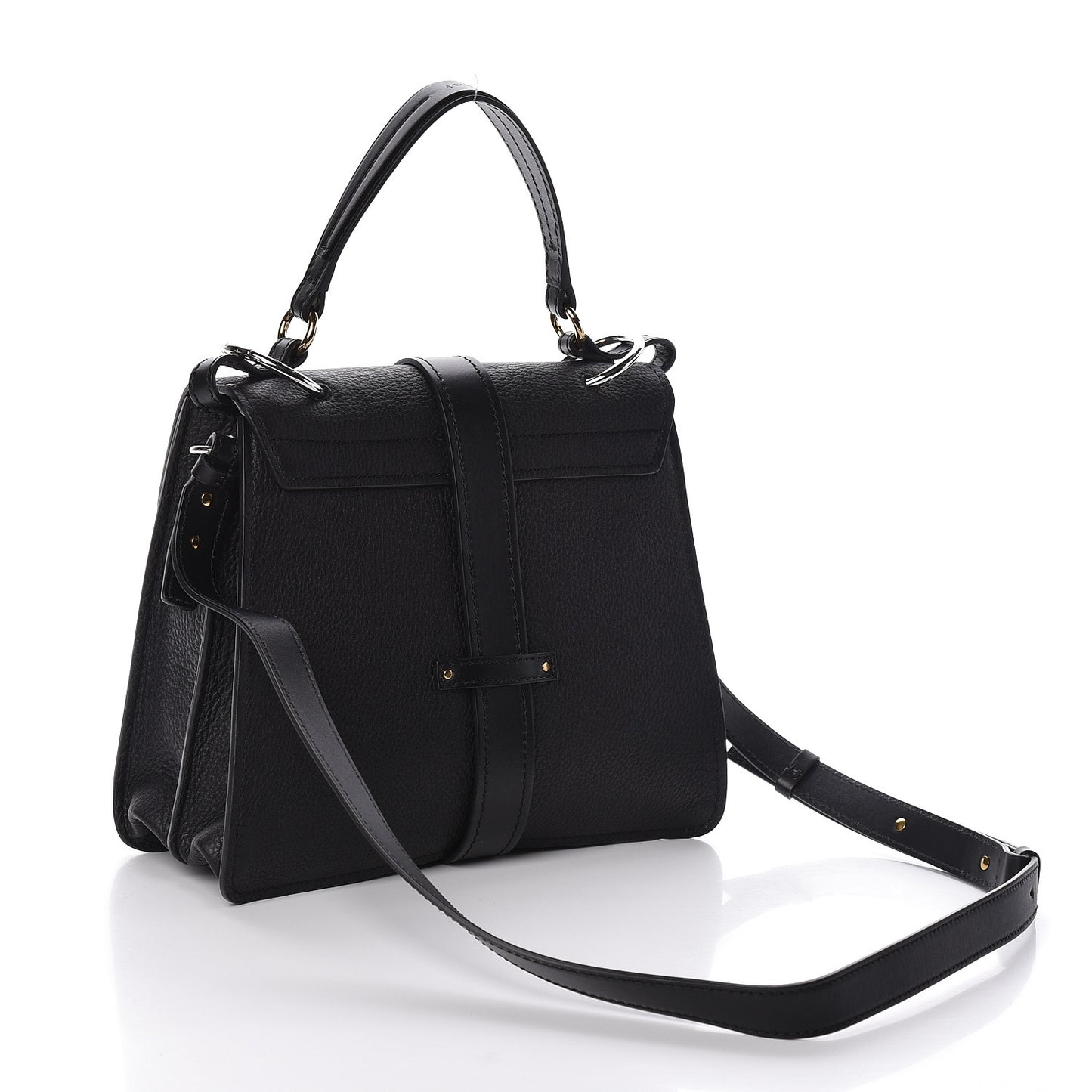 Grained Calfskin Medium Aby Day Shoulder Bag Black