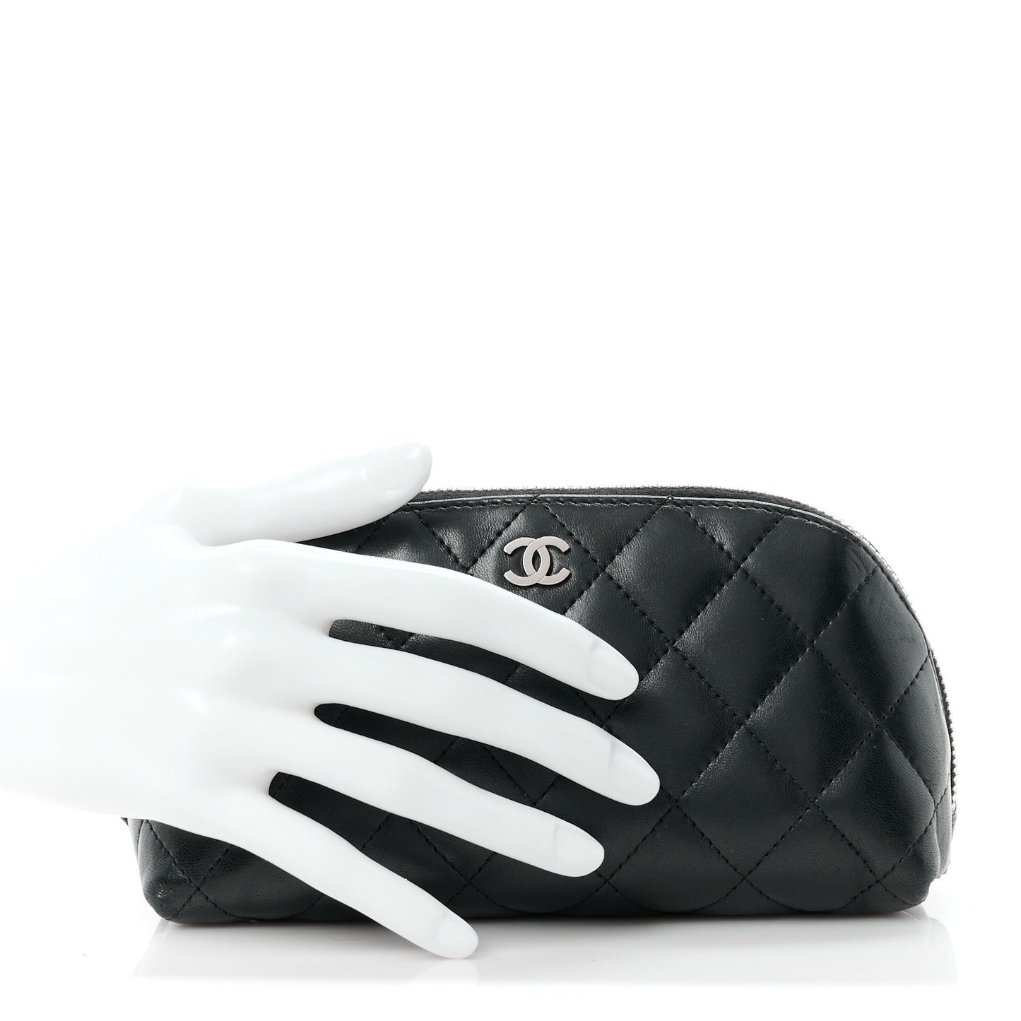 Lambskin Quilted Cosmetic Cas Black