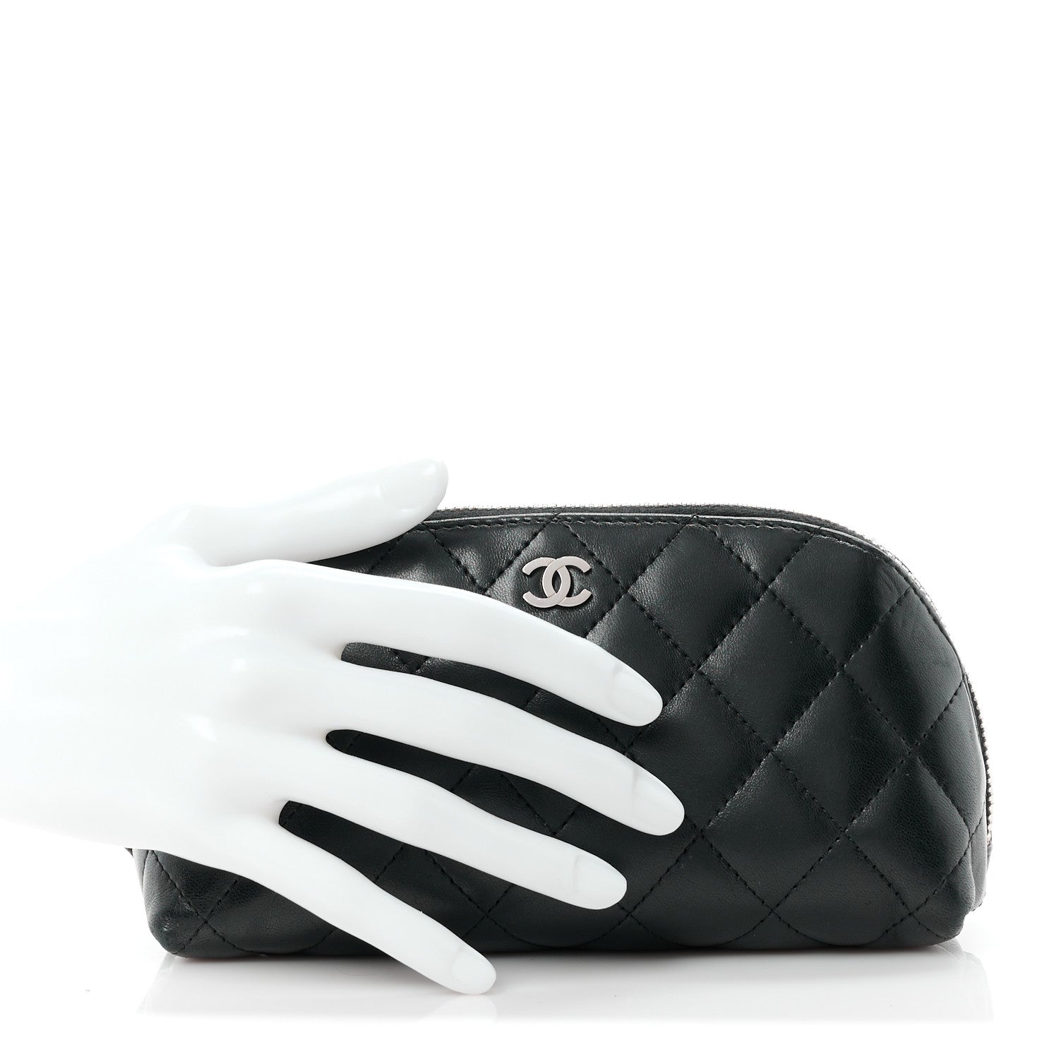 Chanel Lambskin Quilted Cosmetic Cas Black 2 of 10