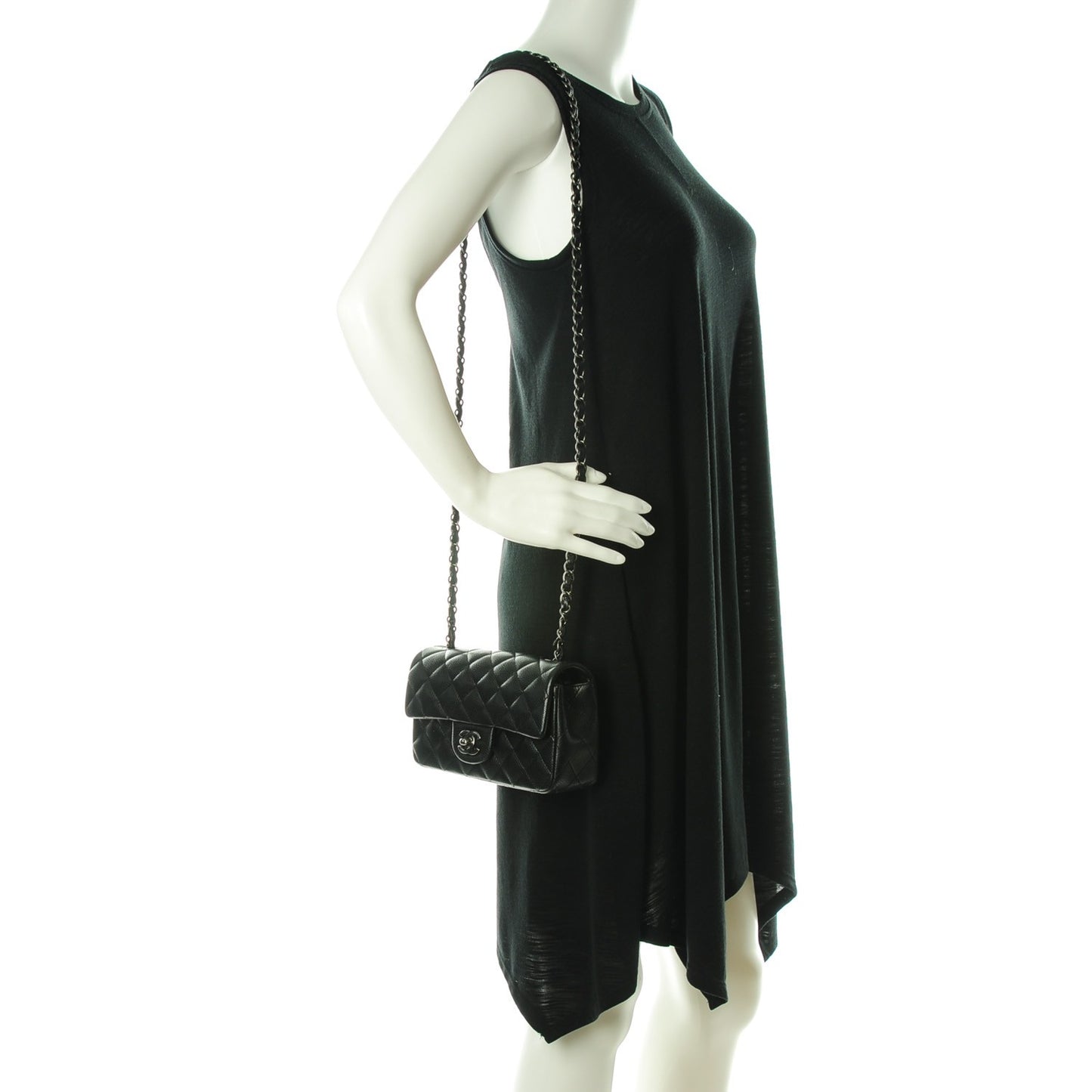 Caviar Quilted Mini Rectangular Flap Black