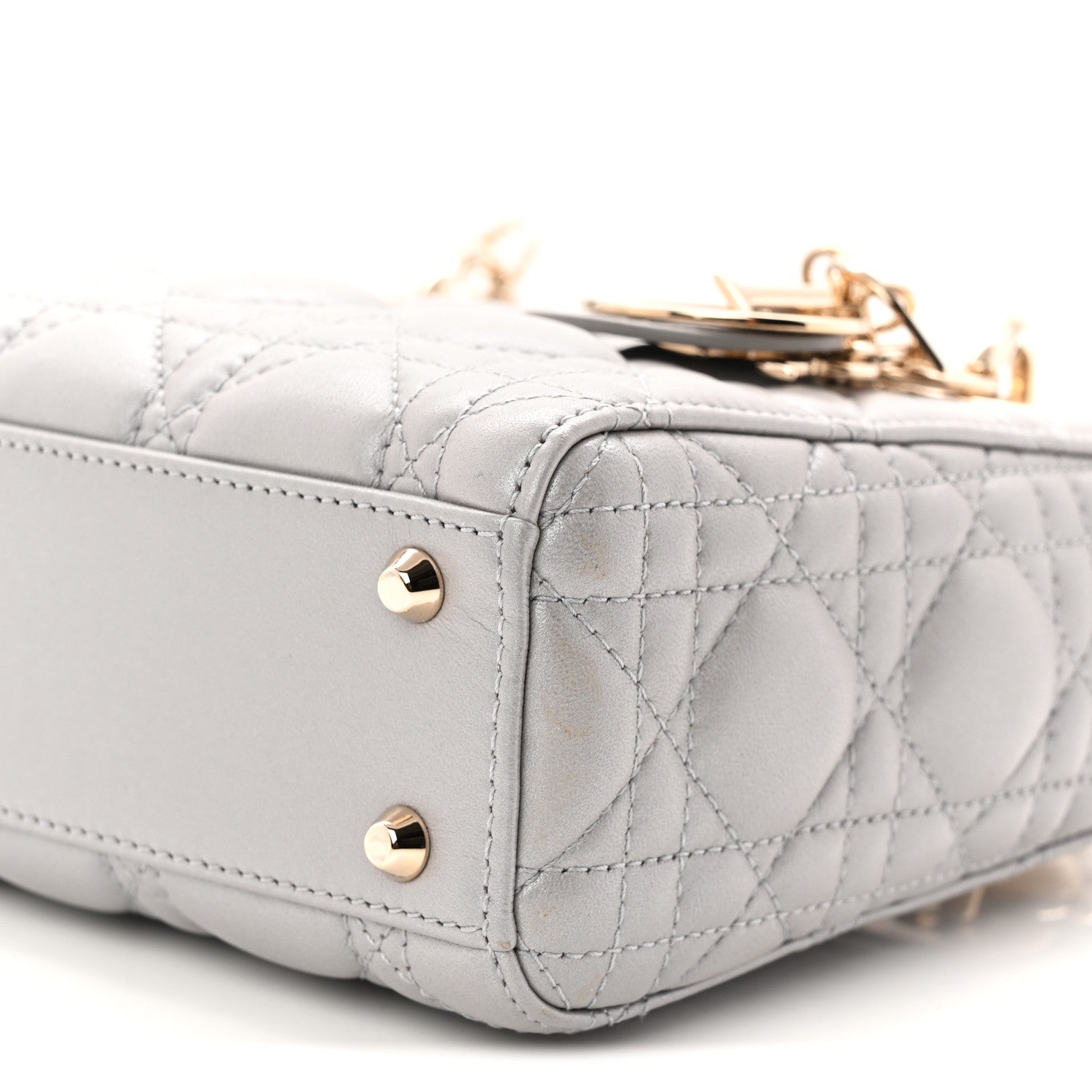 Christian Dior Metallic Lambskin Cannage Mini Lady Dior Grey 10 of 10