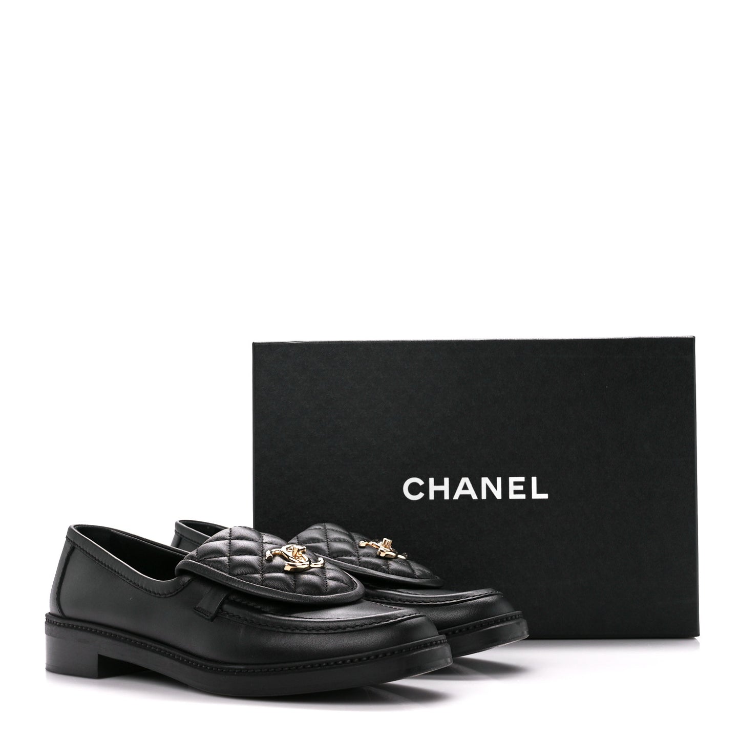 Lambskin Quilted CC Turnlock Loafers 40 Black