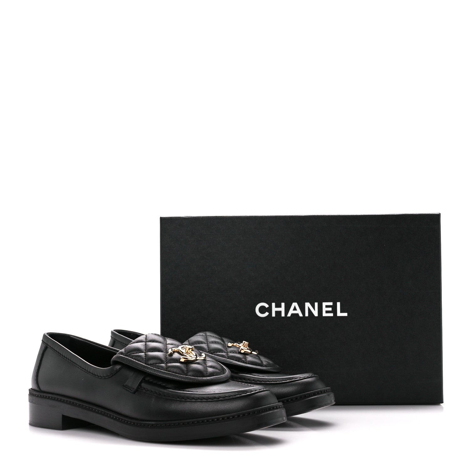Chanel Lambskin Quilted CC Turnlock Loafers 40 Black 10 of 10