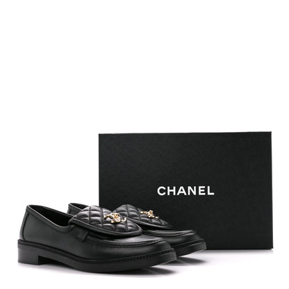 Chanel Lambskin Quilted CC Turnlock Loafers 40 Black 10 of 10