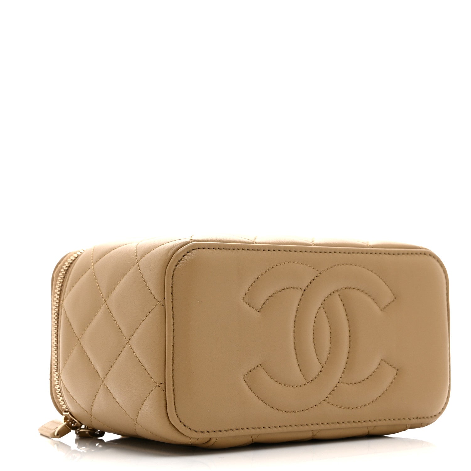 Chanel Lambskin Quilted Pearl Crush Small Vanity Case With Chain Beige 4 of 10