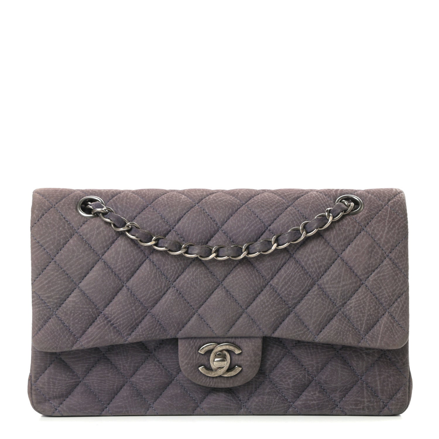 Chanel Nubuck Quilted Medium Double Flap Grey 1 of 12