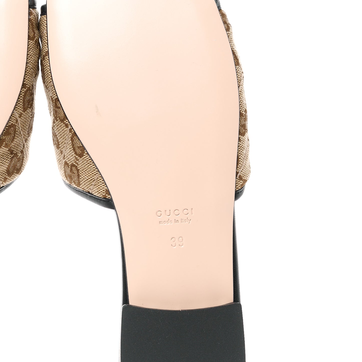 Monogram Matelasse Diagonal GG Marmont Flat Slide Sandals 39 Beige Ebony Black