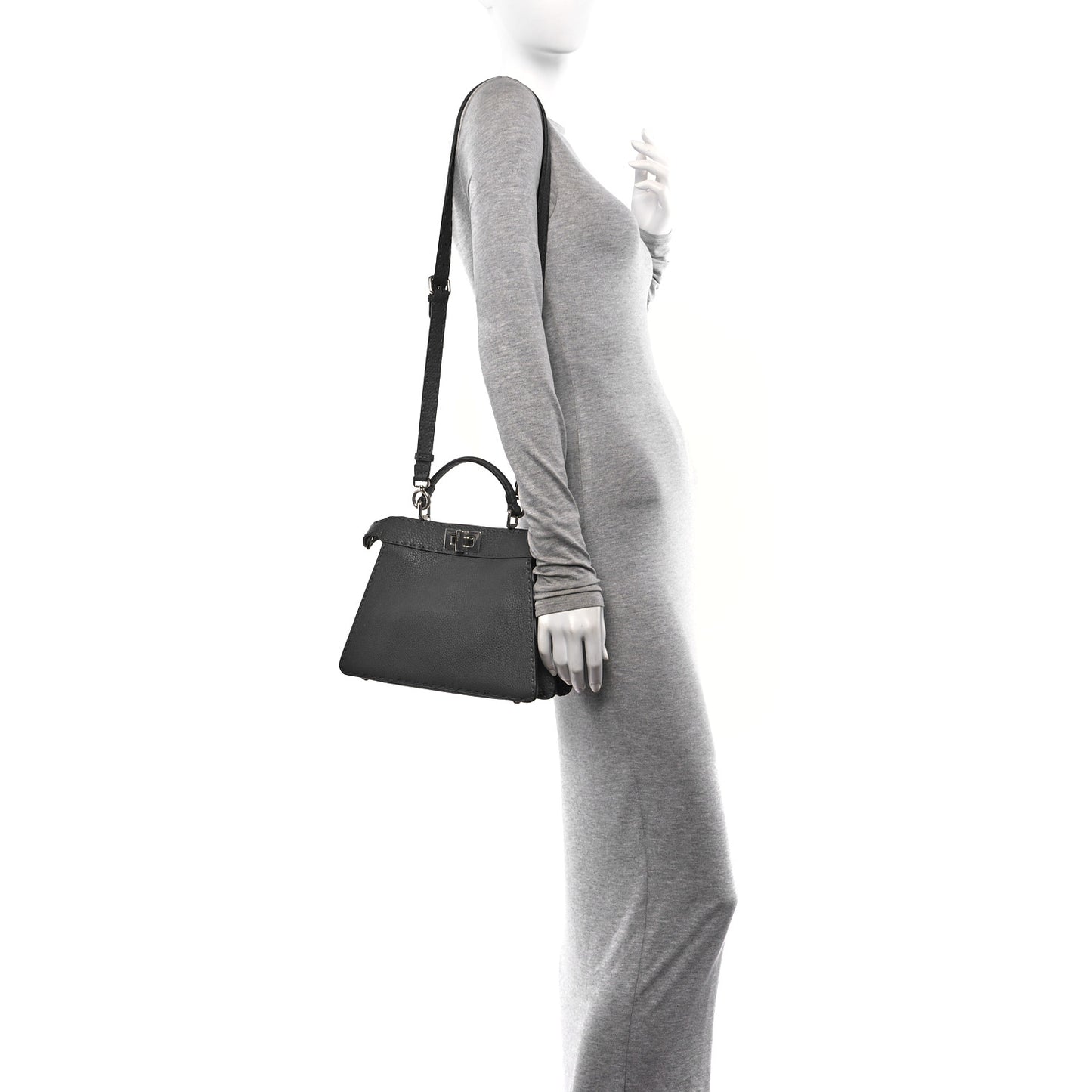 Cuoio Romano Selleria Chamois Small Peekaboo I SEE U Satchel Asfalto Camelia