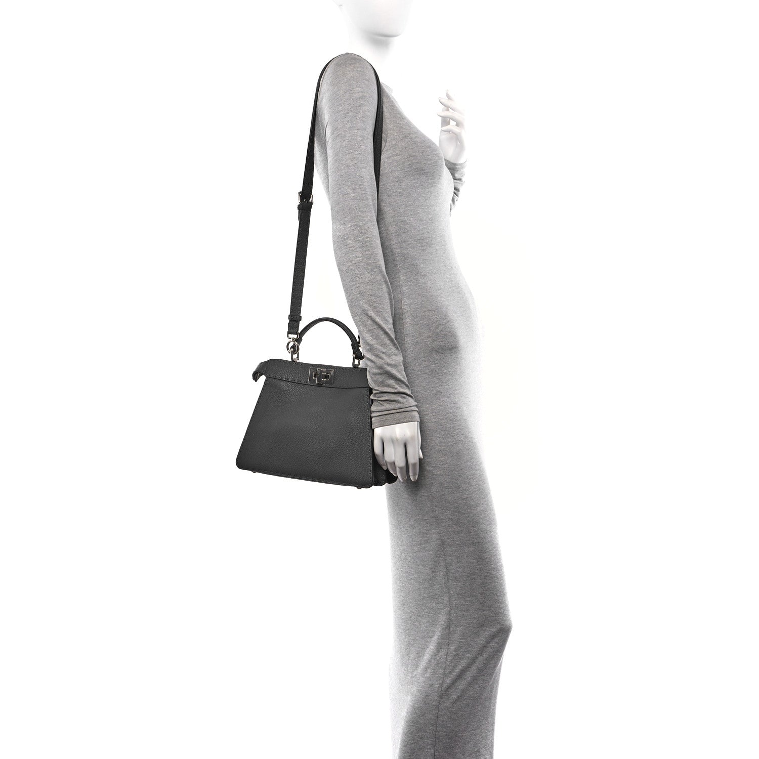 Fendi Cuoio Romano Selleria Chamois Small Peekaboo I SEE U Satchel Asfalto Camelia 2 of 12