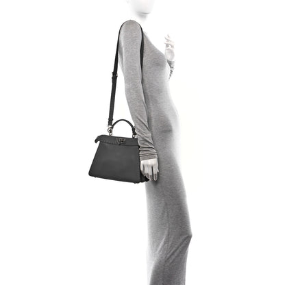 Fendi Cuoio Romano Selleria Chamois Small Peekaboo I SEE U Satchel Asfalto Camelia 2 of 12