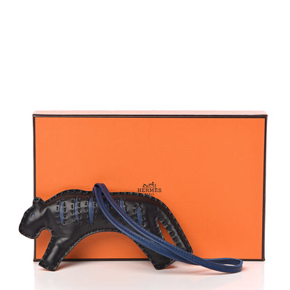 Hermes Milo Lambskin Rooroo Bag Charm Black Bleu de Malte 4 of 4